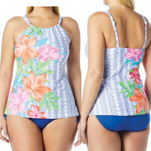 NWT Women's Beach House Woman Swimsuit Size 18W Blue and White TANKINI MSRP $126